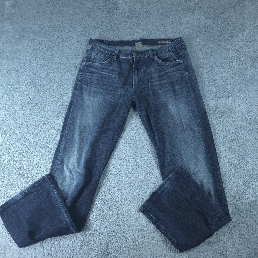 Citizens Of Humanity Sid Jeans Mens 34x31 Blue Medium Wash Straight Whiskering